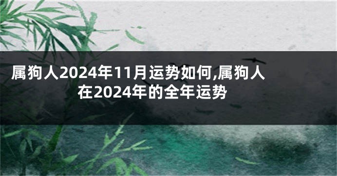 属狗人2024年11月运势如何,属狗人在2024年的全年运势
