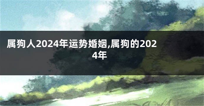 属狗人2024年运势婚姻,属狗的2024年