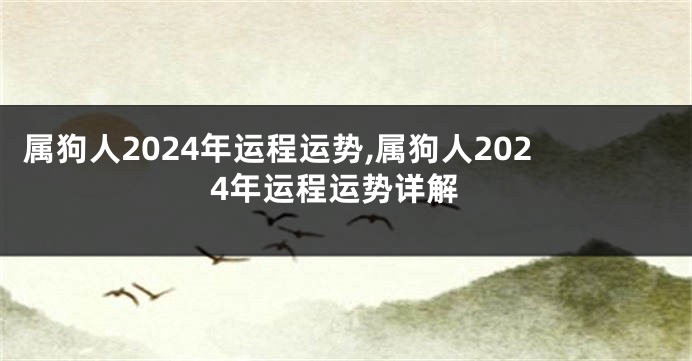 属狗人2024年运程运势,属狗人2024年运程运势详解