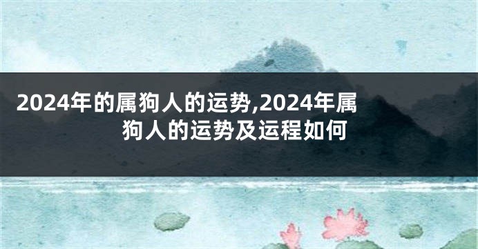 2024年的属狗人的运势,2024年属狗人的运势及运程如何