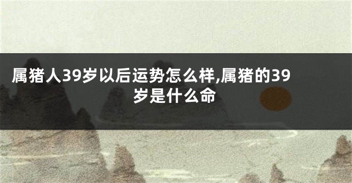 属猪人39岁以后运势怎么样,属猪的39岁是什么命