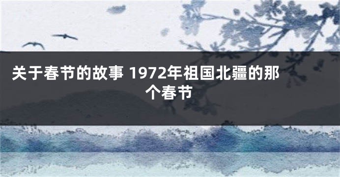 关于春节的故事 1972年祖国北疆的那个春节