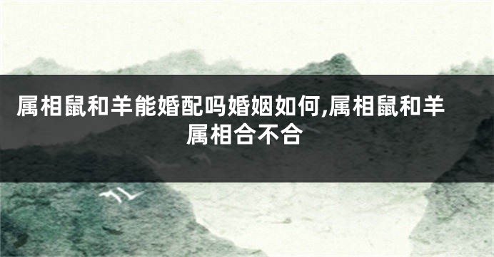 属相鼠和羊能婚配吗婚姻如何,属相鼠和羊属相合不合