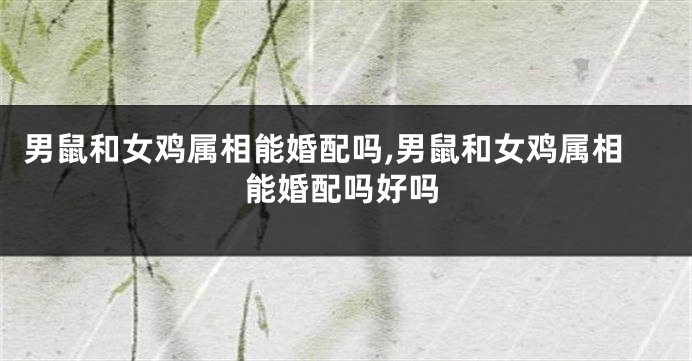 男鼠和女鸡属相能婚配吗,男鼠和女鸡属相能婚配吗好吗