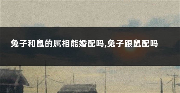 兔子和鼠的属相能婚配吗,兔子跟鼠配吗