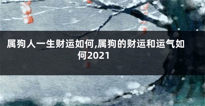 属狗人一生财运如何,属狗的财运和运气如何2021