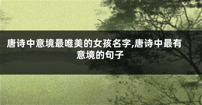 唐诗中意境最唯美的女孩名字,唐诗中最有意境的句子