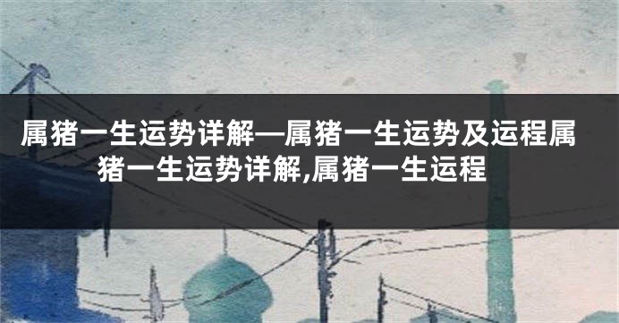 属猪一生运势详解—属猪一生运势及运程属猪一生运势详解,属猪一生运程