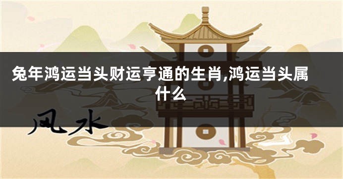 兔年鸿运当头财运亨通的生肖,鸿运当头属什么