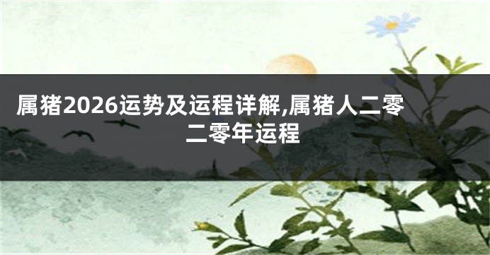 属猪2026运势及运程详解,属猪人二零二零年运程