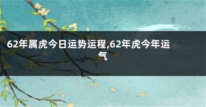 62年属虎今日运势运程,62年虎今年运气
