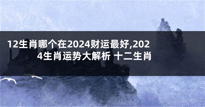 12生肖哪个在2024财运最好,2024生肖运势大解析 十二生肖