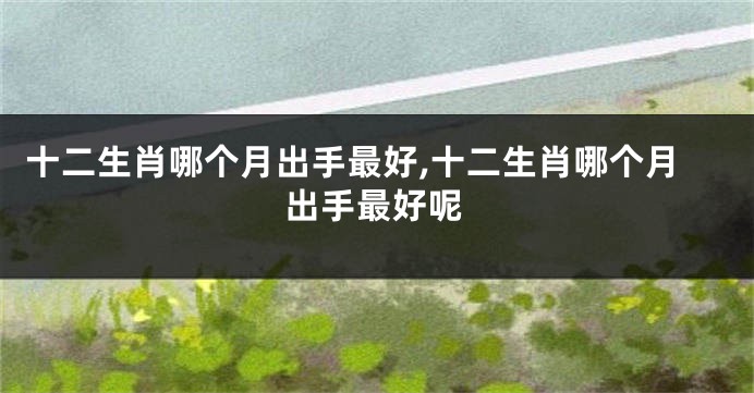 十二生肖哪个月出手最好,十二生肖哪个月出手最好呢