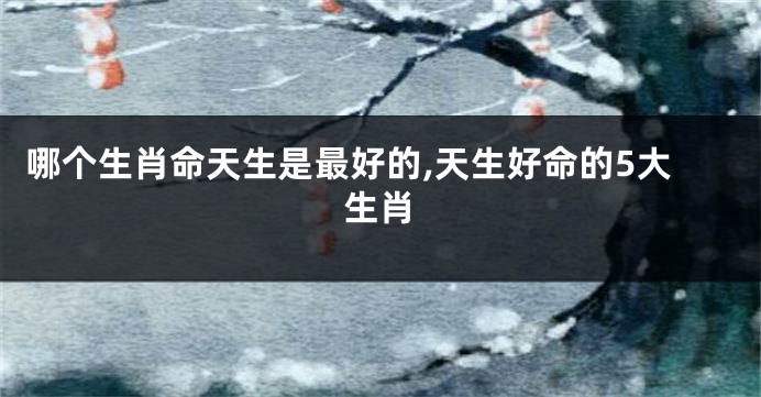 哪个生肖命天生是最好的,天生好命的5大生肖