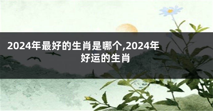 2024年最好的生肖是哪个,2024年好运的生肖
