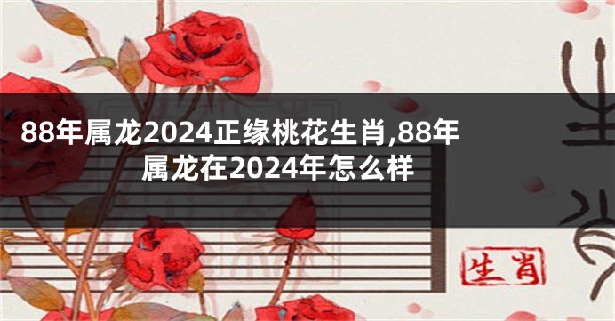 88年属龙2024正缘桃花生肖,88年属龙在2024年怎么样