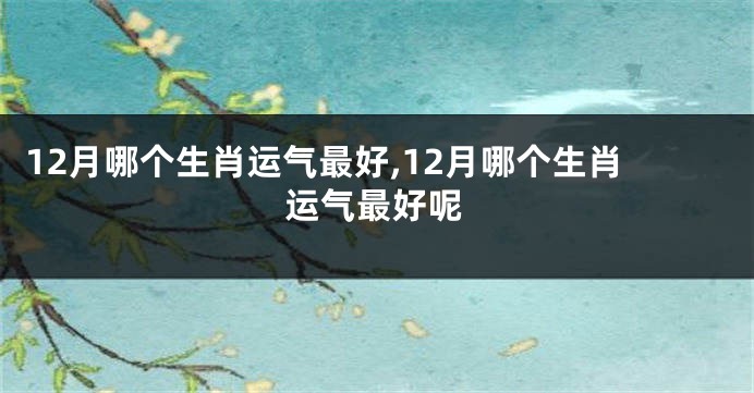 12月哪个生肖运气最好,12月哪个生肖运气最好呢