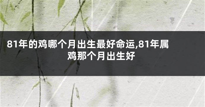 81年的鸡哪个月出生最好命运,81年属鸡那个月出生好