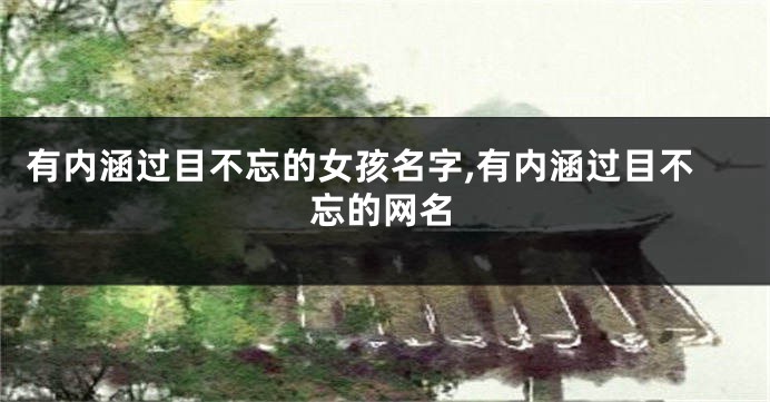 有内涵过目不忘的女孩名字,有内涵过目不忘的网名