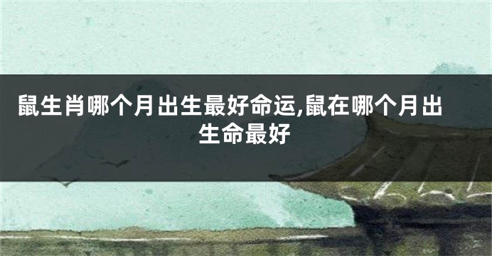 鼠生肖哪个月出生最好命运,鼠在哪个月出生命最好