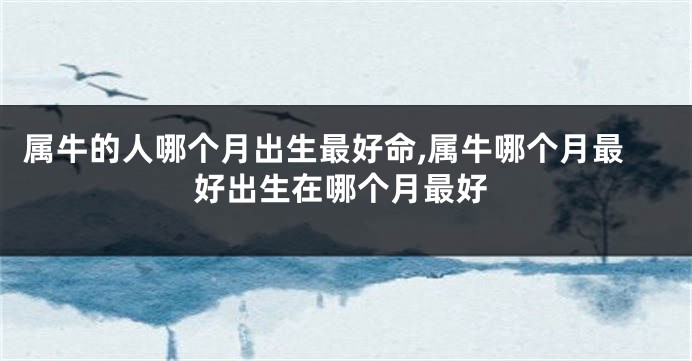 属牛的人哪个月出生最好命,属牛哪个月最好出生在哪个月最好