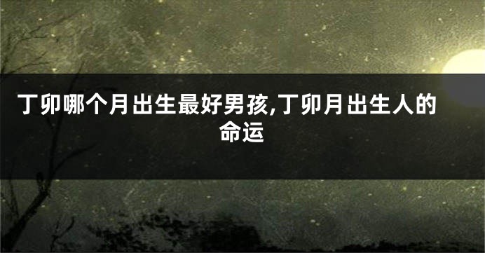 丁卯哪个月出生最好男孩,丁卯月出生人的命运