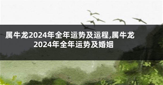属牛龙2024年全年运势及运程,属牛龙2024年全年运势及婚姻