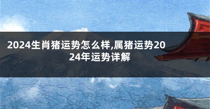 2024生肖猪运势怎么样,属猪运势2024年运势详解