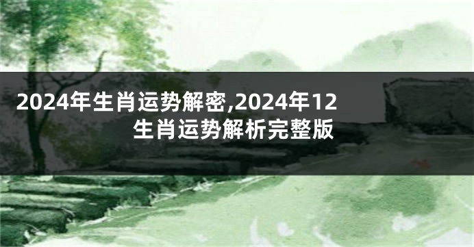 2024年生肖运势解密,2024年12生肖运势解析完整版