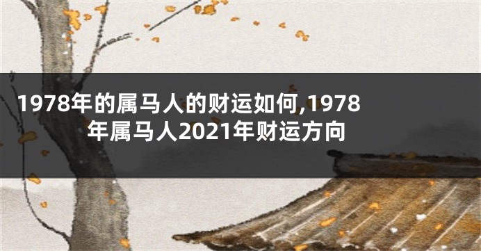 1978年的属马人的财运如何,1978年属马人2021年财运方向