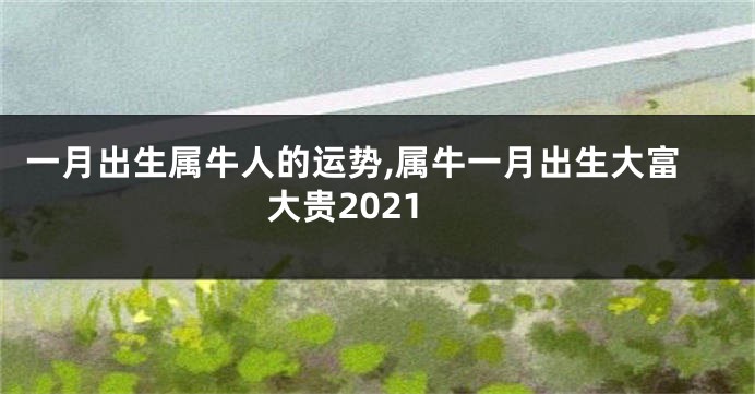 一月出生属牛人的运势,属牛一月出生大富大贵2021