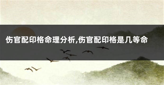 伤官配印格命理分析,伤官配印格是几等命