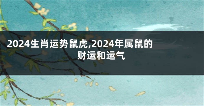 2024生肖运势鼠虎,2024年属鼠的财运和运气