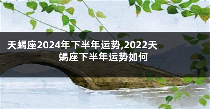天蝎座2024年下半年运势,2022天蝎座下半年运势如何