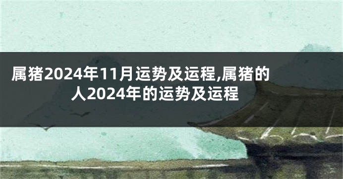 属猪2024年11月运势及运程,属猪的人2024年的运势及运程