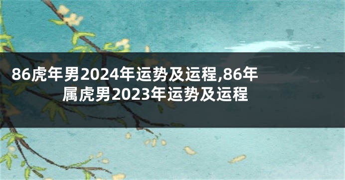 86虎年男2024年运势及运程,86年属虎男2023年运势及运程