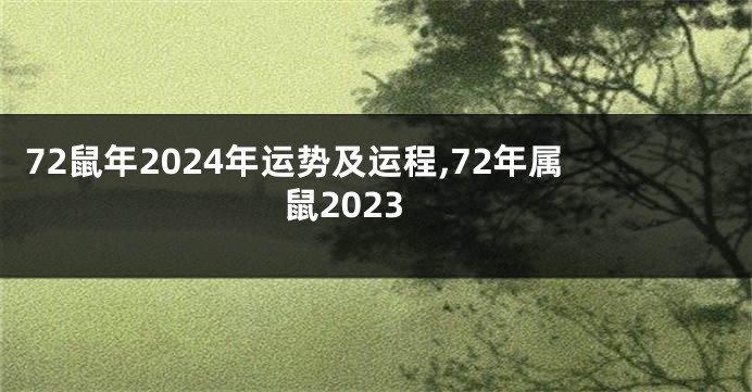 72鼠年2024年运势及运程,72年属鼠2023