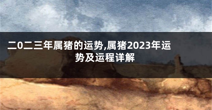二0二三年属猪的运势,属猪2023年运势及运程详解