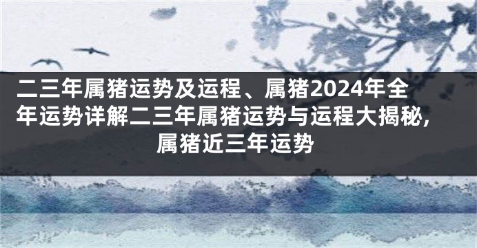二三年属猪运势及运程、属猪2024年全年运势详解二三年属猪运势与运程大揭秘,属猪近三年运势