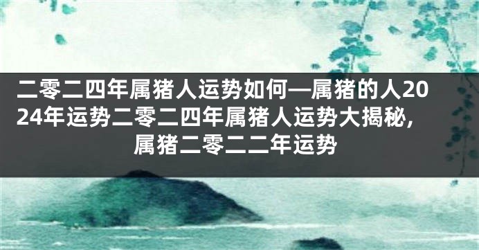 二零二四年属猪人运势如何—属猪的人2024年运势二零二四年属猪人运势大揭秘,属猪二零二二年运势