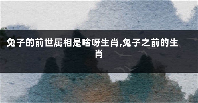 兔子的前世属相是啥呀生肖,兔子之前的生肖
