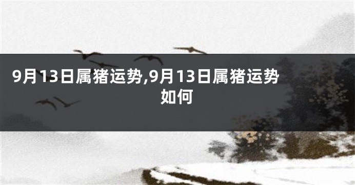 9月13日属猪运势,9月13日属猪运势如何
