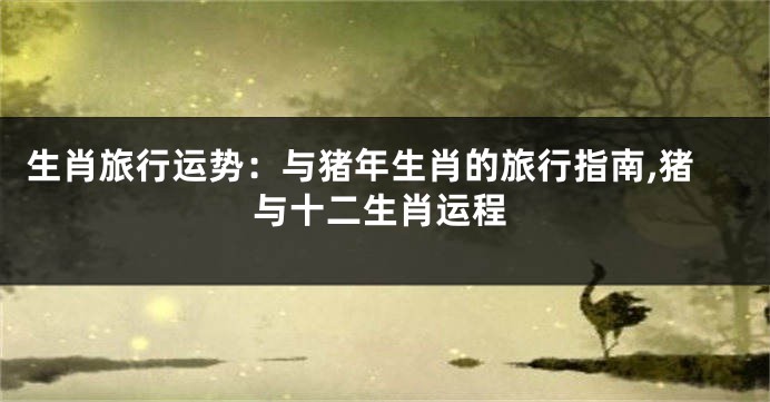 生肖旅行运势：与猪年生肖的旅行指南,猪与十二生肖运程