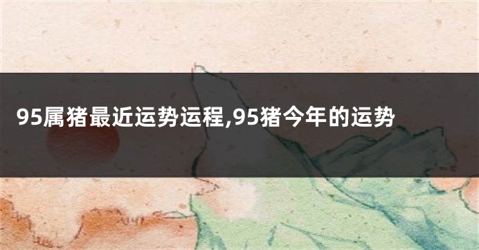 95属猪最近运势运程,95猪今年的运势