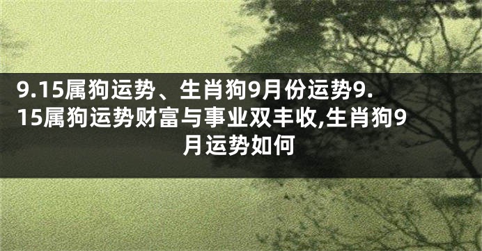 9.15属狗运势、生肖狗9月份运势9.15属狗运势财富与事业双丰收,生肖狗9月运势如何