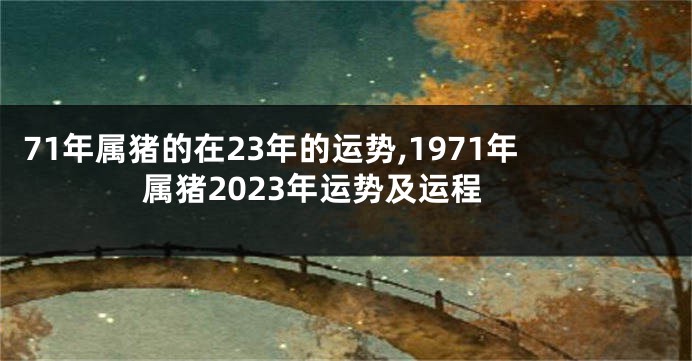 71年属猪的在23年的运势,1971年属猪2023年运势及运程