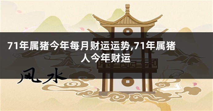 71年属猪今年每月财运运势,71年属猪人今年财运