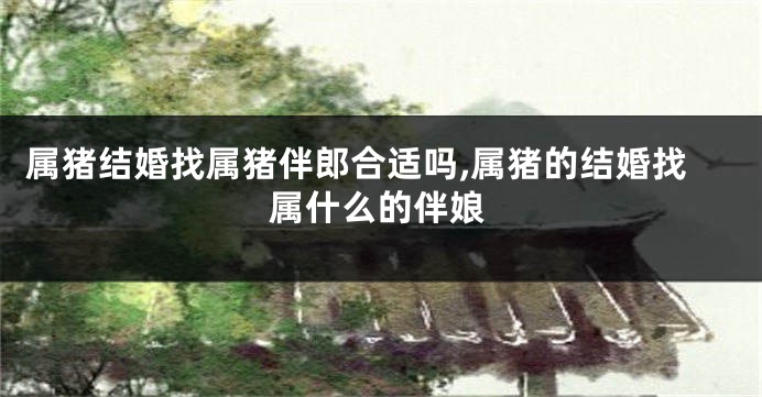 属猪结婚找属猪伴郎合适吗,属猪的结婚找属什么的伴娘