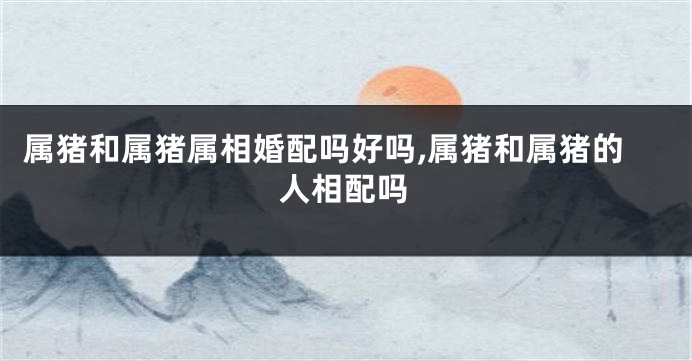 属猪和属猪属相婚配吗好吗,属猪和属猪的人相配吗