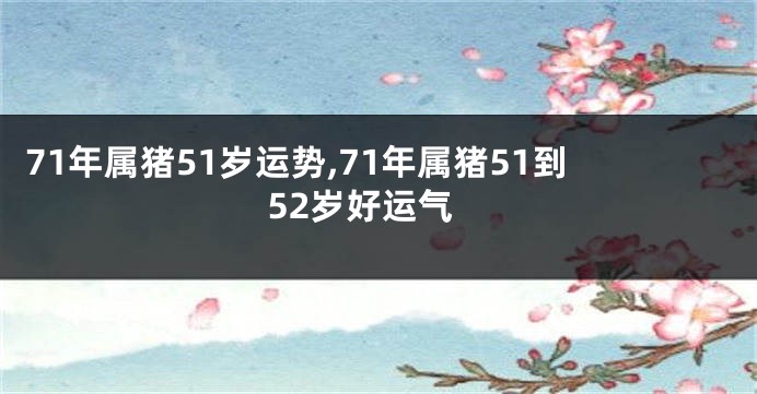 71年属猪51岁运势,71年属猪51到52岁好运气